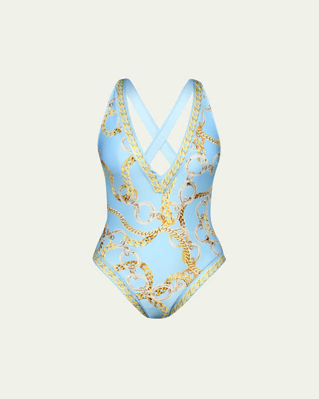 Oversized Chain Lisa Plunge One-Piece Swimsuit
